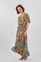 DIDI Dames Wrap dress Ginger in Aloe green with bird garden print maat 40