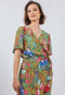 DIDI Dames Wrap dress Ginger in Aloe green with bird garden print maat 40