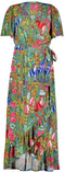 DIDI Dames Wrap dress Ginger in Aloe green with bird garden print maat 46