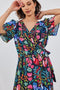 DIDI Dames Wrap dress Ginger in Dark blue with bird garden print maat 42