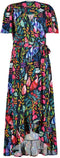 DIDI Dames Wrap dress Ginger in Dark blue with bird garden print maat 42