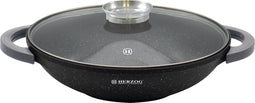 Die cast wok 36cm Herzog - Aroma knob - Efficiënt Oliegebruik