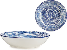Diep bord Strepen Porselein Blauw Wit 6 Stuks (20 x 4,7 x 20 cm)