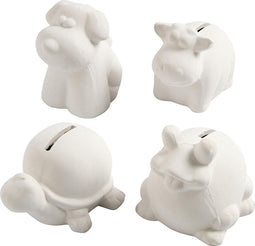 Dierenspaarpot, h: 7-10 cm, 4 stuks, wit
