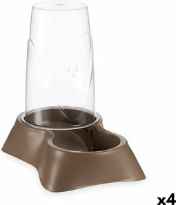 Dierenvoederbak Dispenser Bruin Polypropyleen 3,5 L 21,5 x 32,5 x 32,5 cm (4 Stuks)