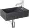 Differnz Parta Fonteinset - Wasbak Natuursteen Bombai Black - Gebogen Kraan - Chroom - Standaard Greep - 40 x 23 x 11 cm