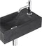 Differnz Parta Fonteinset - Wasbak Natuursteen Bombai Black - Gebogen Kraan - Chroom - Standaard Greep - 40 x 23 x 11 cm