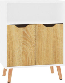 vidaXL - Dressoir - 60x30x72 - cm - bewerkt - hout - wit - en - sonoma - eikenkleurig