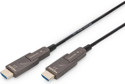 Digitus AK-330127-100-S HDMI-kabel HDMI Aansluitkabel HDMI-A-stekker 10 m Zwart 4K UHD, Afgeschermd (drievoudig), Flexi