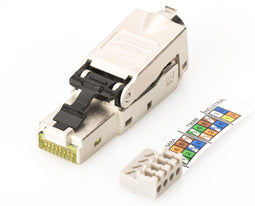 DIGITUS Cat 6A veldconnector - 360° afgeschermd - RJ45 connector zonder gereedschap - 10GBase-T 500 MHz - AWG 27/7 tot 22/1