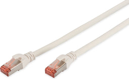 Digitus DK-1644-100/WH RJ45 Netwerkkabel, patchkabel CAT 6 S/FTP 10.00 m Wit Vlambestendig, Folie afscherming, Afscherm