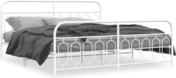 vidaXL - Bedframe - met - hoofd- - en - voeteneinde - metaal - wit - 200x200 - cm