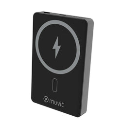 Muvit for Change - Powerbank - 10000 mAh - Draadloos - Zwart Aluminium