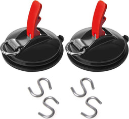 ProPlus - 2 - st - Zuignapbevestigingen - met - ringen - en - 4 - S-haken