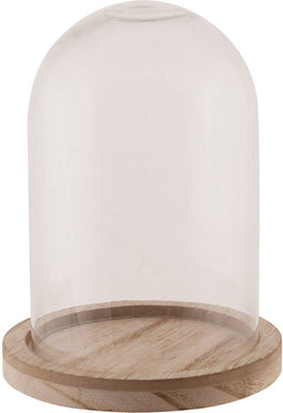 Dijk Natural Collections stolp - glas - houten bruin plateau - D12 x H13 cm