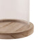 Dijk Natural Collections stolp - glas - houten bruin plateau - D12 x H13 cm