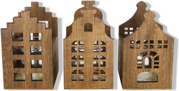 Dijk natural collections - Tealight holder paulownia wood with gl...