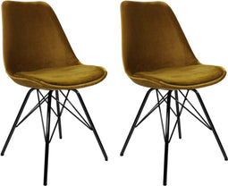 Kick kuipstoel Velvet Goud - zwart frame | Set van 2