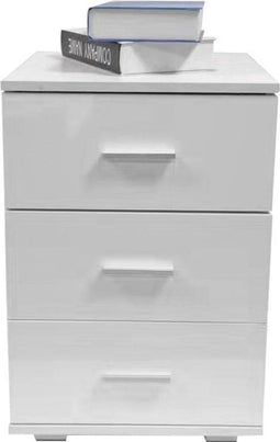 Nachtkastje halkastje 3 lades 63 cm hoog wit