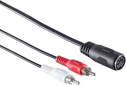 DIN 5-pins (v) - Tulp stereo 2RCA (m) audio adapter (afspelen) / zwart - 0,20 meter