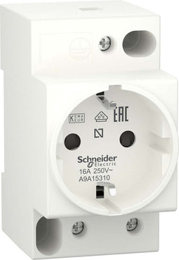 DIN-rail Wandcontactdoos - Randaarde - 230V AC - 16A - 6000A - Acti9 - Schneider Electric - A9A15310