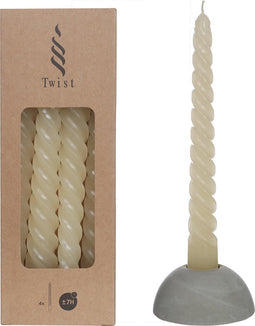 Diner Kaarsen - Set 4 gedraaide kaarsen - twist - paraffine - 19 cm - vanille/creme - candles