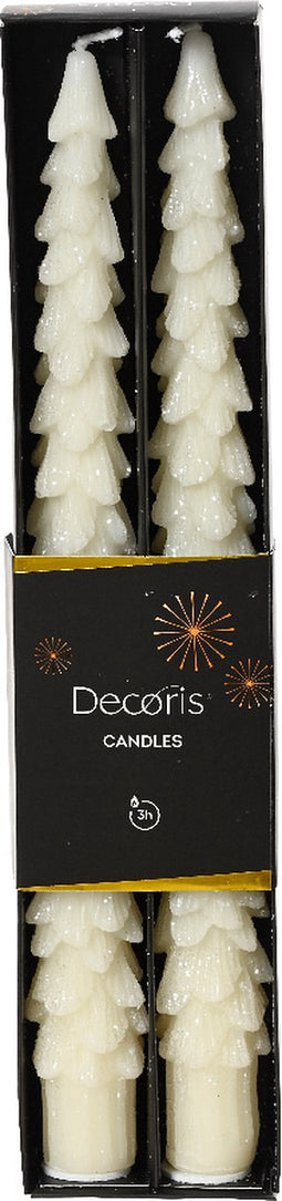 Dinerkaars wax d2.2h25 cm wolwit 2st kerst