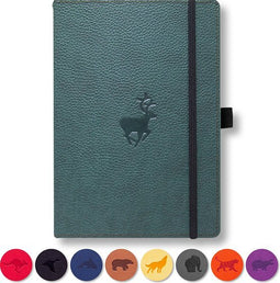 Dingbats* Wildlife A5 Notitieboek - Green Deer Lijntjes - Bullet Journal met 100 gsm Inktvrij Papier - Schetsboek met Harde Kaft, Binnenvak, Elastische Sluiting en Bladwijzer