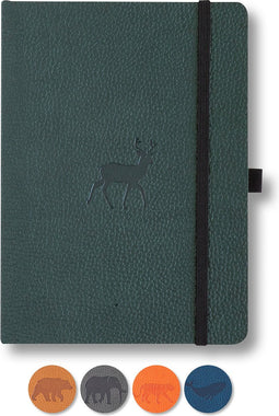 Dingbats* Wildlife A5 Soft Cover Notitieboek - Green Deer Lijntjes - Bullet Journal met 100 gsm Inktvrij Papier - Schetsboek met Zachte Kaft, Binnenvak, Elastische Sluiting en Bladwijzer