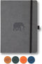 Dingbats* Wildlife A5 Soft Cover Notitieboek - Grey Elephant Lijntjes - Bullet Journal met 100 gsm Inktvrij Papier - Schetsboek met Zachte Kaft, Binnenvak, Elastische Sluiting en Bladwijzer