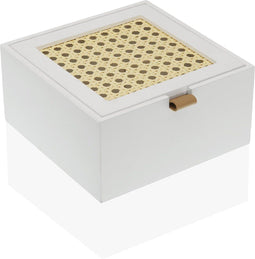 Doos-Juwelenkistje Versa Vierkant Wit (16 x 8 x 16 cm)