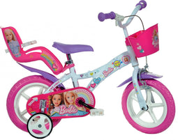 Dino Barbie - Kinderfiets 12 Inch - van 2-4 Jaar - met Zijwieltjes - Meisjesfiets Wit