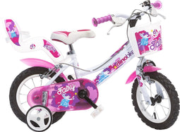 Dino Fairy - Kinderfiets 12 Inch - van 2-4 Jaar - met Zijwieltjes - Meisjesfiets Wit