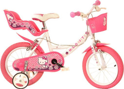 Dino Hello Kitty - Kinderfiets 14 Inch - van 3-5 Jaar - met Zijwieltjes - Meisjesfiets Wit