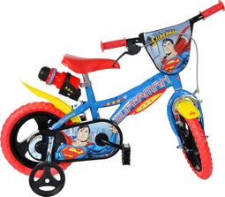 Dino Superman - Kinderfiets 12 Inch - Blauw/Rood - Jongensfiets - Met Zijwieltjes - Geschikt voor 2 tot 4 Jaar - 90-105 cm