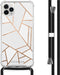 iMoshion iPhone 11 Pro Max - Hoesje met Koord - Verstelbaar Koord - Wit Meerkleurig Goud