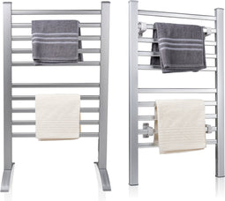 Dirt Devil Elektrische Handdoekradiator - Handdoekrek Badkamer - Wanddroogrek of als Handdoekenrek Vrijstaand - Verwarmd Droogrek IP22 Drupdicht - Wasdroogrek 10 Stangen - Wasrek - Aluminium