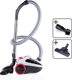 Dirt Devil Stofzuiger met Zak DD2001 - Vacuum Cleaner met HEPA 10 Filter - Stofzuiger met Combiborstel en Kierenzuigmond 800W - Stofopvangbak 2 L - Grijs/ Rood