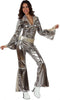 Disco jumpsuit zilver vrouw T-2 - Maat M-L
