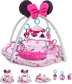Disney Baby, Minnie Mouse Garden Fun speelmat met speelboog, muziek, verwijderbaar speelgoed en steu