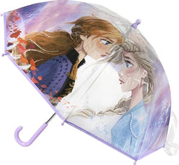 Disney Frozen 2 paraplu lila/transparant voor meisjes 71 cm - Frozen II - Doorzichtige kinderparaplu - Regenkleding/regenaccessoires