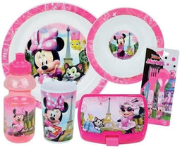 Disney Minnie Serviesset - FUN HOUSE - 006377 - Glas, Diep Bord, Plat Bord, Fles, Snackdoos en Bestek