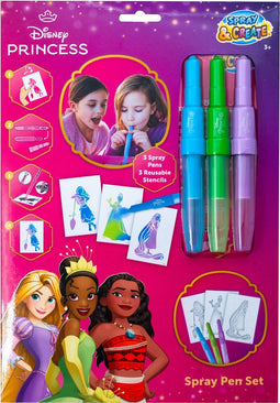 Disney Princess spraypens Inclusief 3 blaaspennen en 3 sjablonen - Spraypen - Blopens - Blaasstiften