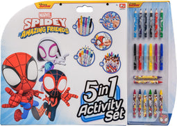 Disney - Spidey - 5 in 1 Activity Set - Tekenset met Kleurstiften Kleurpotloden Waskrijtjes Stickers en Kleurplaten (113-delig)