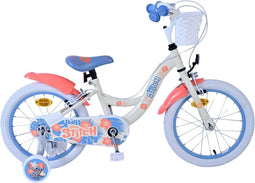 Disney Stitch Kinderfiets - Meisjes - 16 inch - Crème Koraal Blauw - Twee handremmen