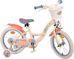 Disney Stitch Kinderfiets - Meisjes - 16 inch - Crème Koraal Blauw