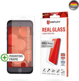 Displex Real Glass + Frame screenprotector geschikt voor iPhone 6 6s 7 8 en SE 2020 SE 2022 - transparant