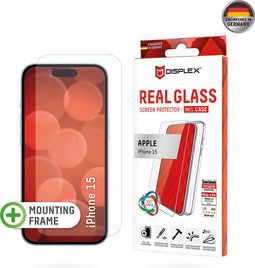 Displex Real Glass Screenprotector + Back Cover met Applicator voor Apple iPhone 15 - Transparant