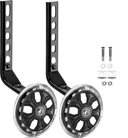 TIKKENS® LED Zijwieltjes - Kinderfietsaccessoires - Geschikt voor 12-20 Inch - Zwart (2 stuks)