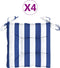 vidaXL - Stoelkussens - 4 - st - gestreept - 40x40x7 - cm - stof - wit - en - blauw